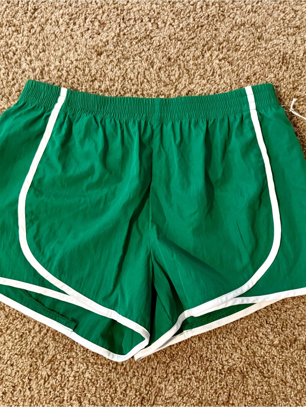 Women's Green Athletic Shorts with White Trim